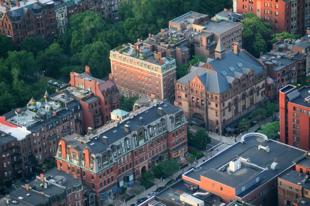 Aerial view of downtown Boston.