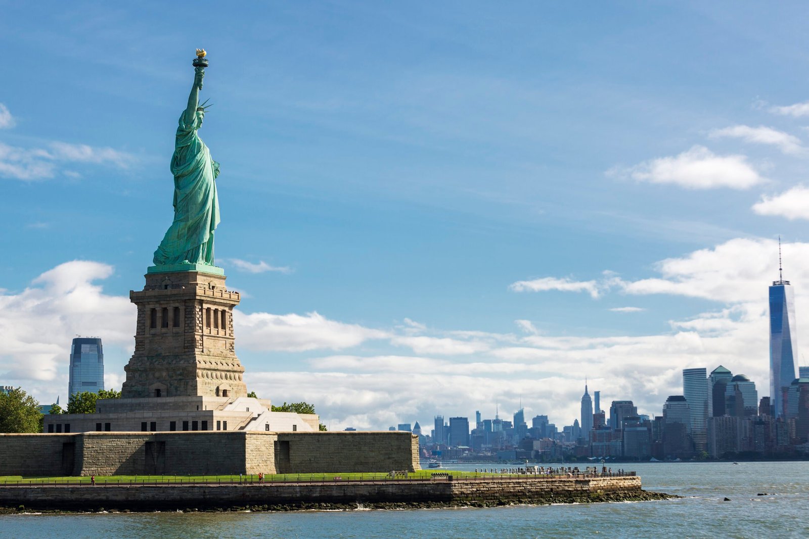 Statue of Liberty and the New York City Skyline.